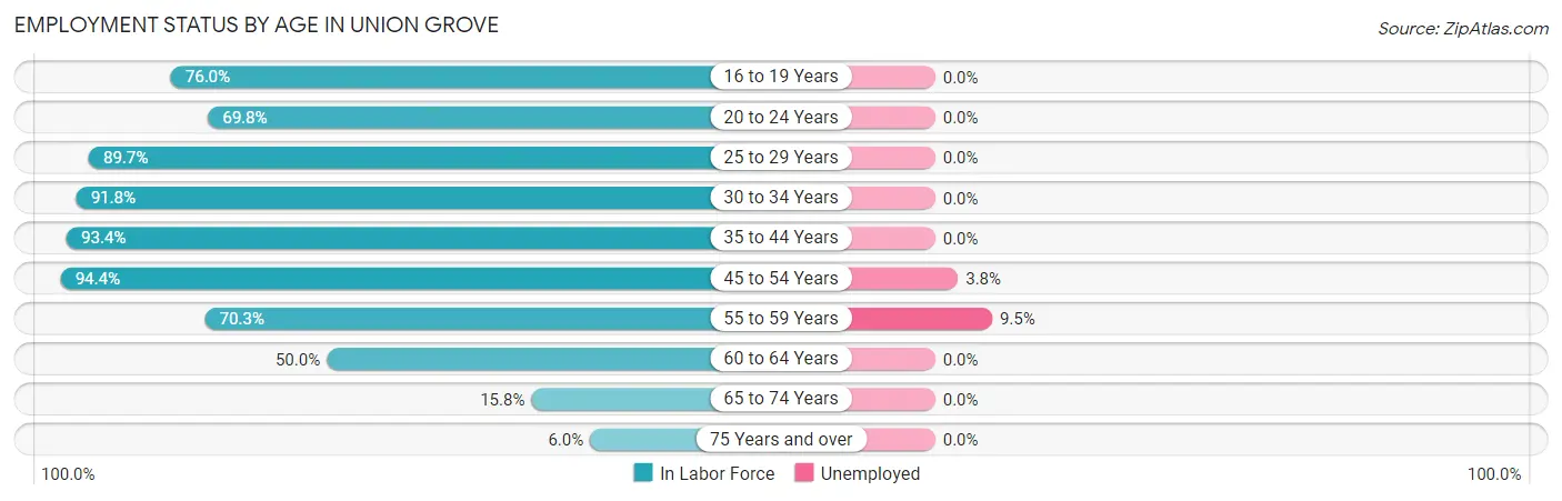 Employment Status by Age in Union Grove
