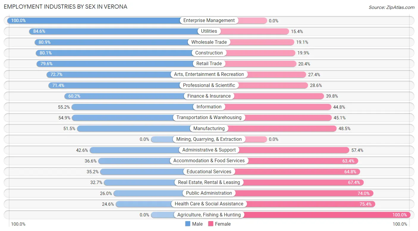 Employment Industries by Sex in Verona