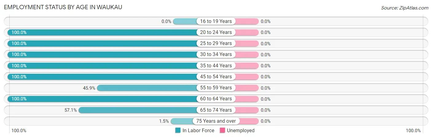 Employment Status by Age in Waukau