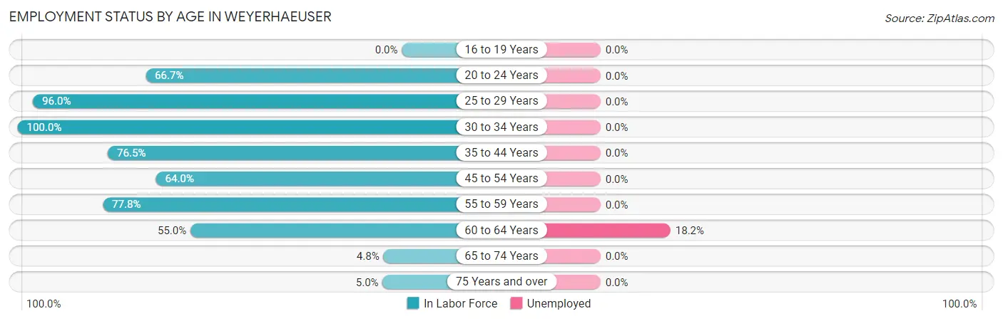 Employment Status by Age in Weyerhaeuser