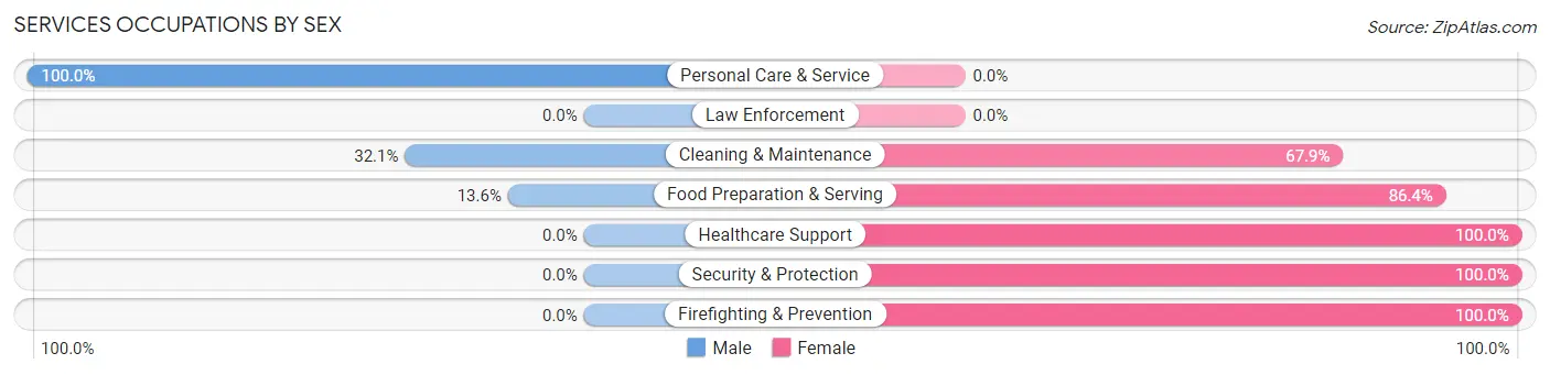 Services Occupations by Sex in Williams Bay