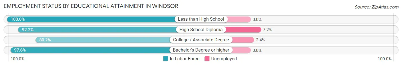 Employment Status by Educational Attainment in Windsor