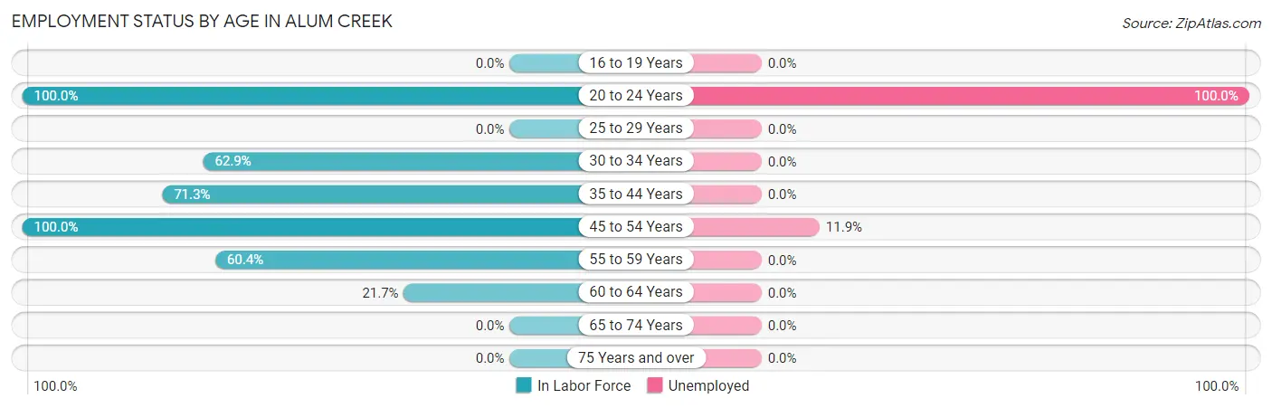 Employment Status by Age in Alum Creek