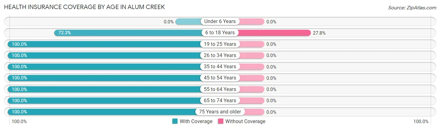 Health Insurance Coverage by Age in Alum Creek