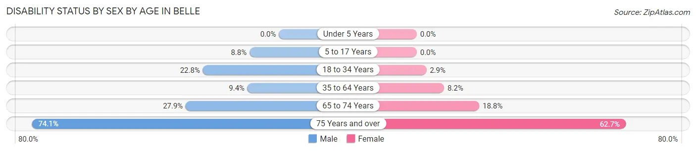 Disability Status by Sex by Age in Belle
