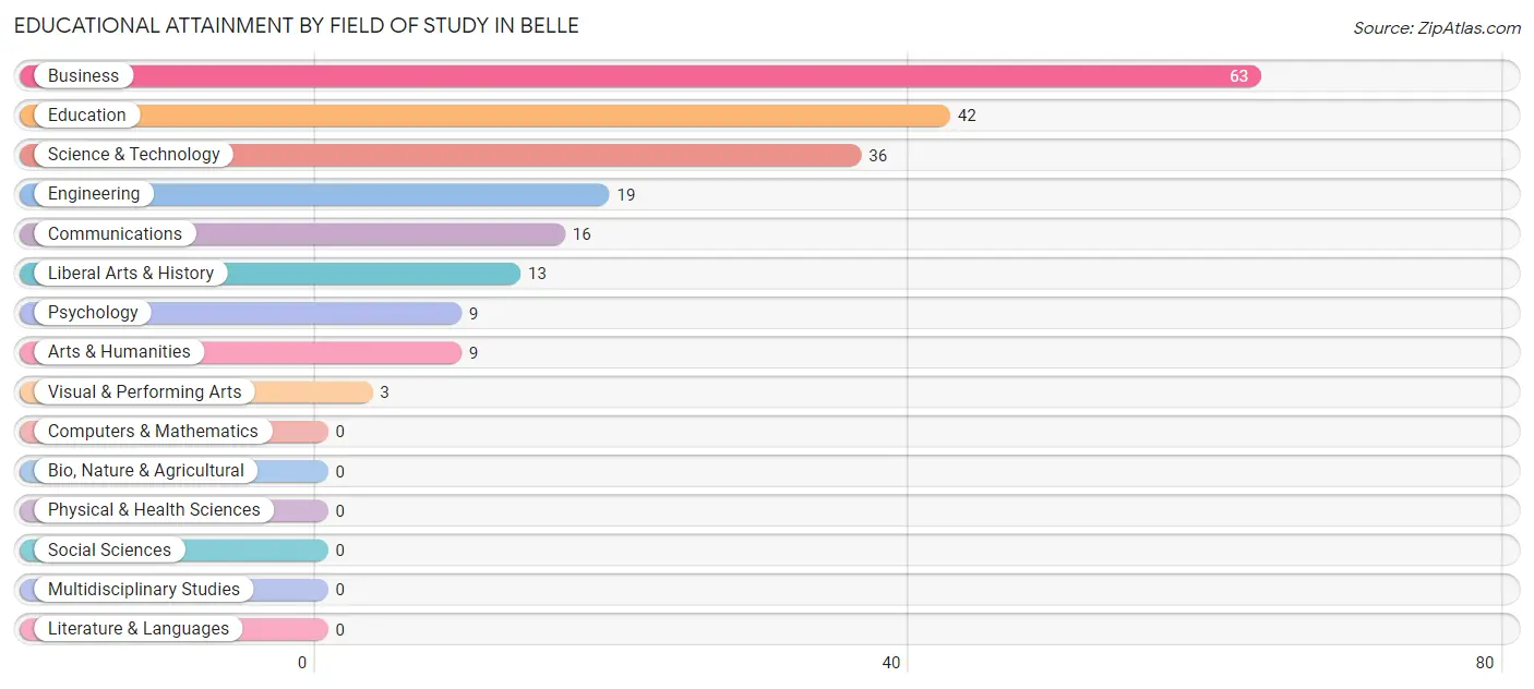 Educational Attainment by Field of Study in Belle