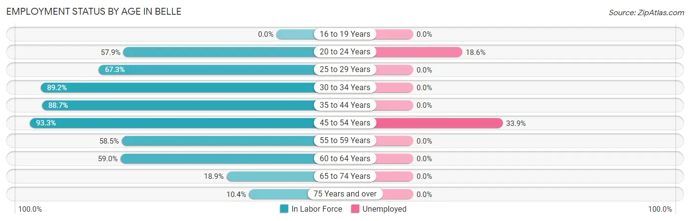 Employment Status by Age in Belle