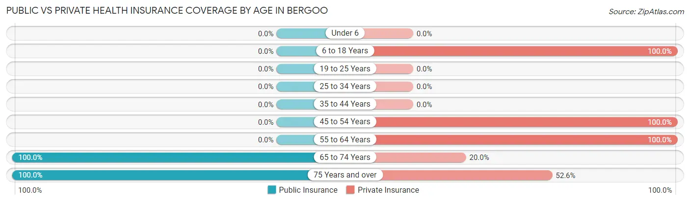 Public vs Private Health Insurance Coverage by Age in Bergoo