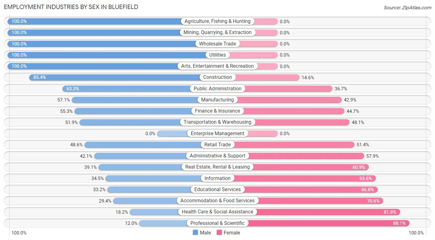 Employment Industries by Sex in Bluefield