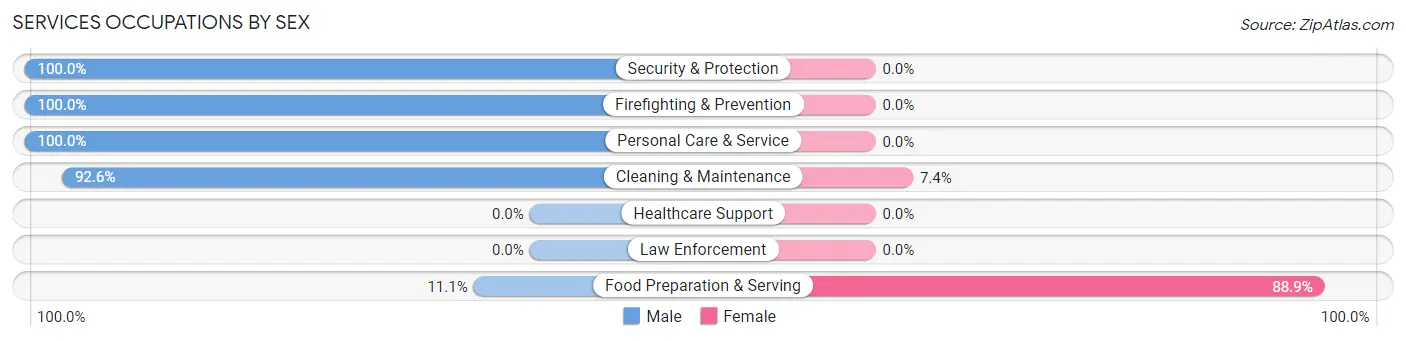 Services Occupations by Sex in Bradley