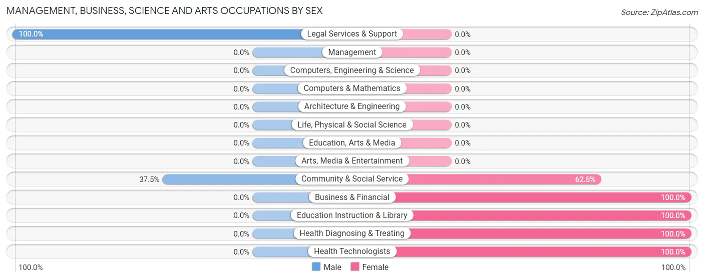 Management, Business, Science and Arts Occupations by Sex in Bruceton Mills