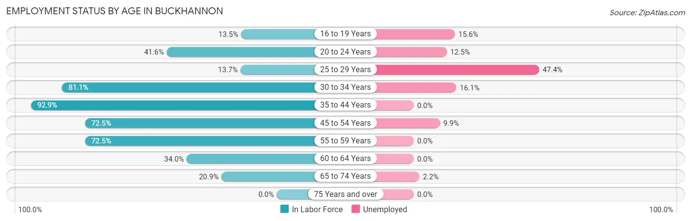 Employment Status by Age in Buckhannon