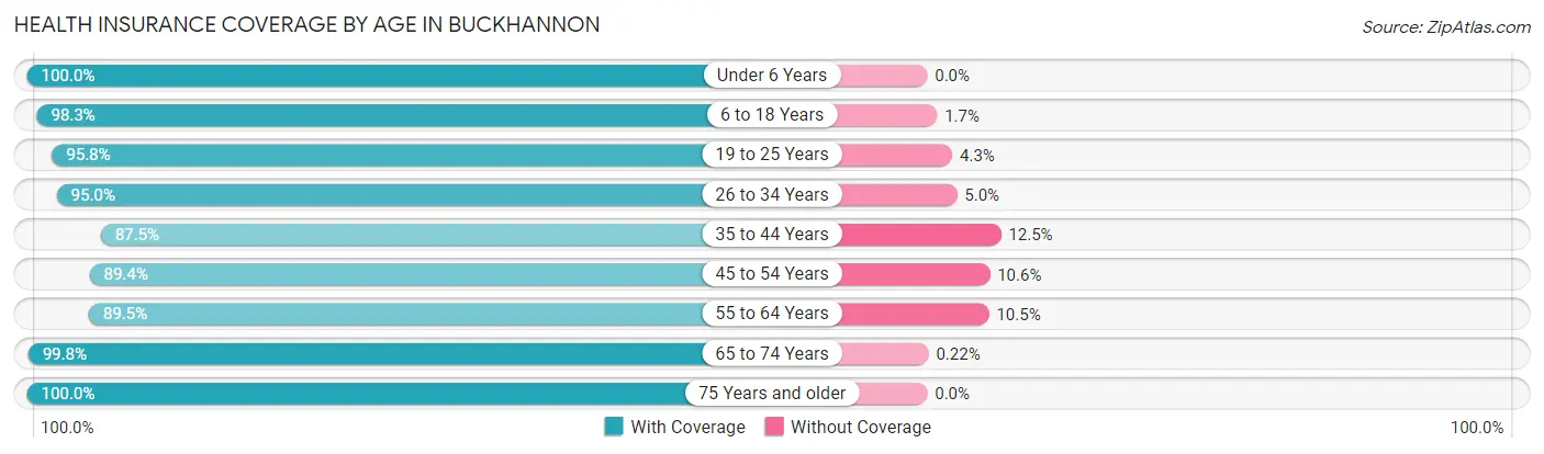Health Insurance Coverage by Age in Buckhannon