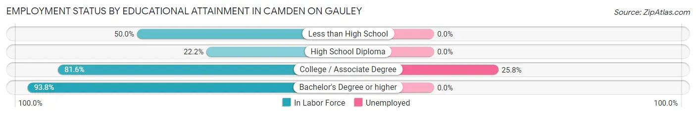 Employment Status by Educational Attainment in Camden On Gauley