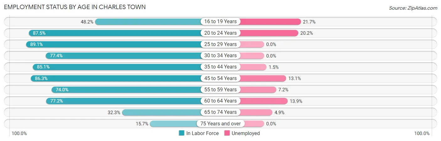 Employment Status by Age in Charles Town