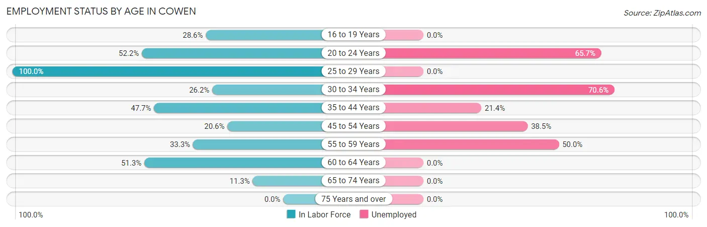Employment Status by Age in Cowen