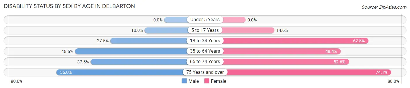 Disability Status by Sex by Age in Delbarton