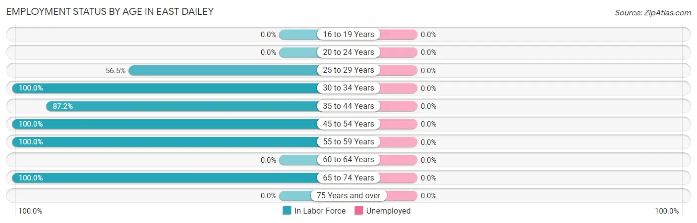 Employment Status by Age in East Dailey