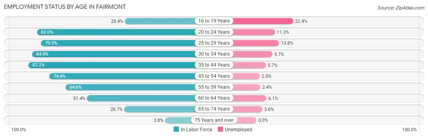 Employment Status by Age in Fairmont