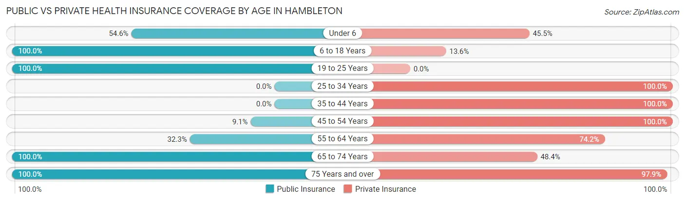 Public vs Private Health Insurance Coverage by Age in Hambleton