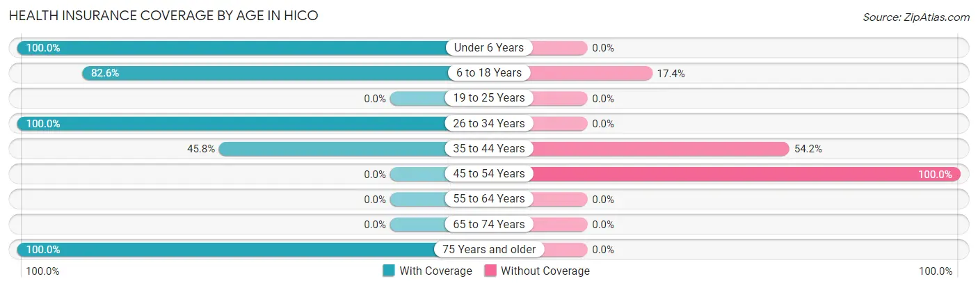 Health Insurance Coverage by Age in Hico