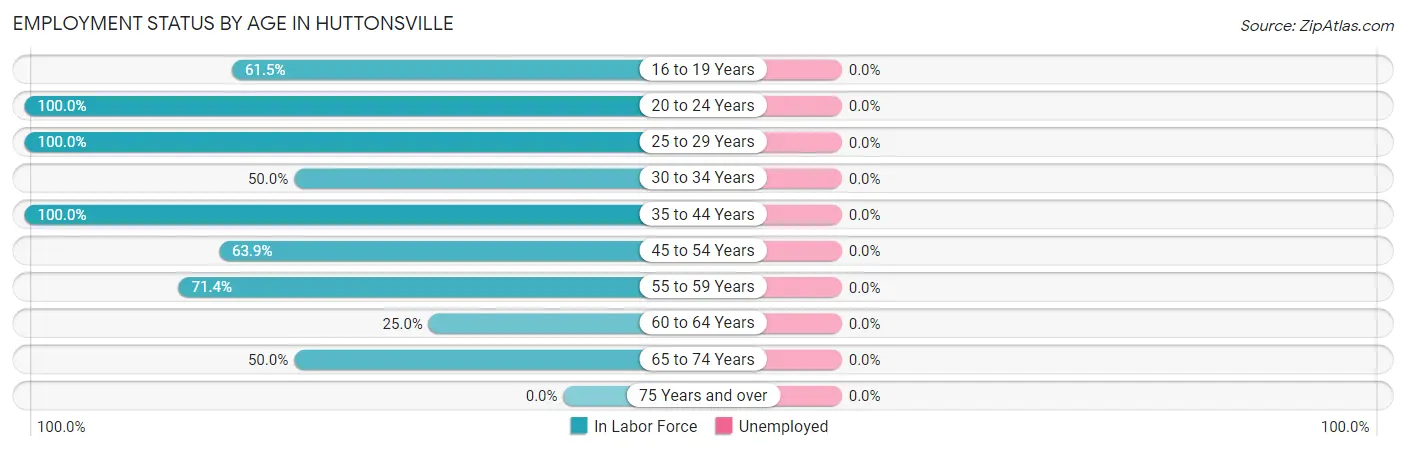 Employment Status by Age in Huttonsville