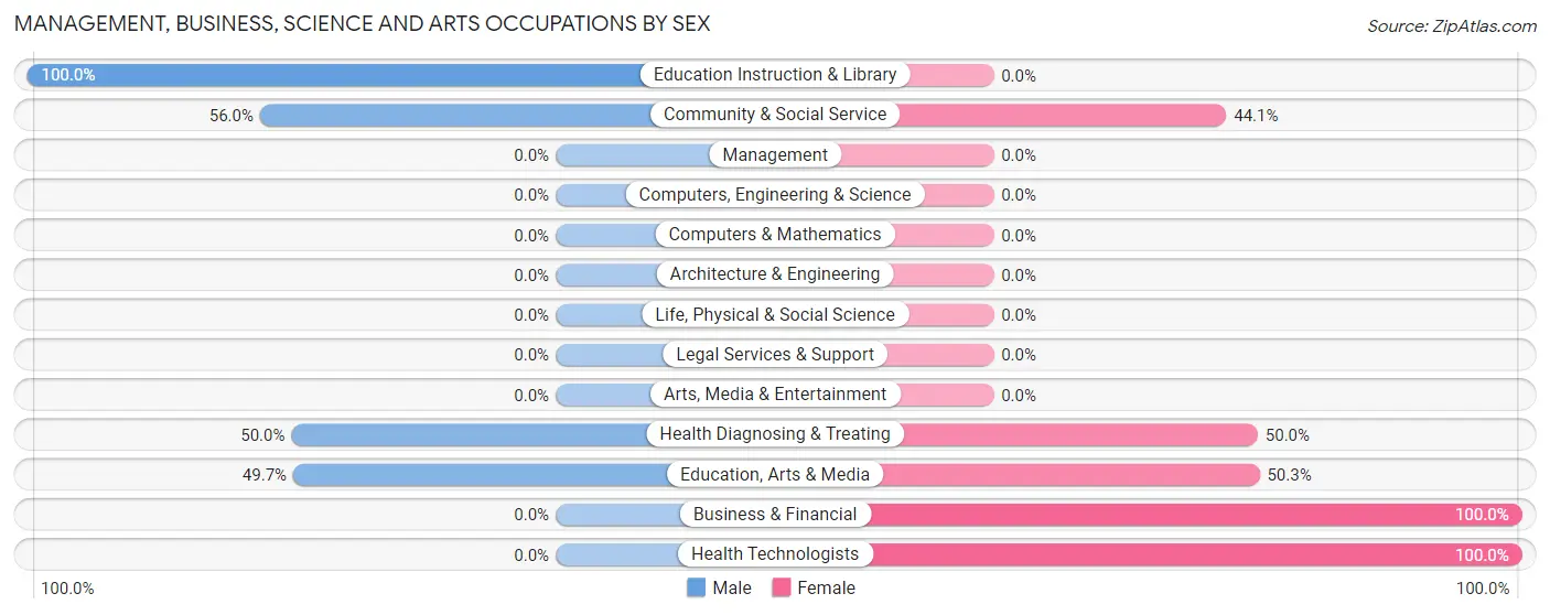 Management, Business, Science and Arts Occupations by Sex in Idamay