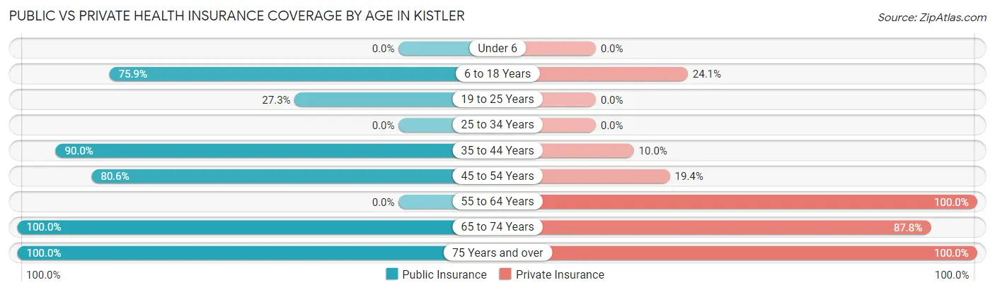 Public vs Private Health Insurance Coverage by Age in Kistler