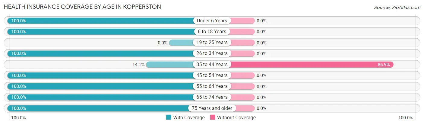 Health Insurance Coverage by Age in Kopperston