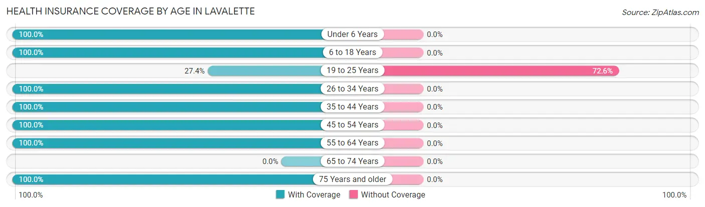 Health Insurance Coverage by Age in Lavalette