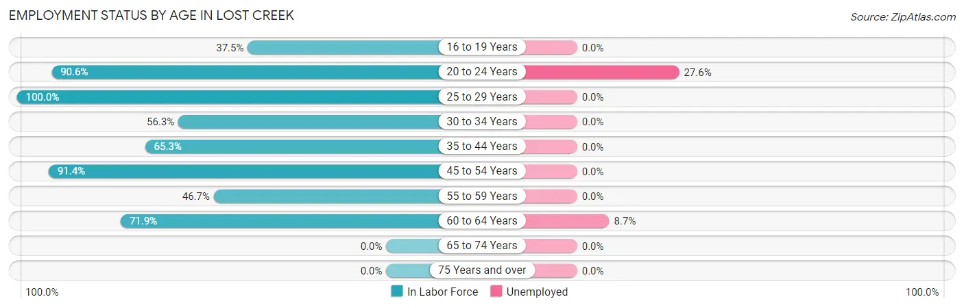 Employment Status by Age in Lost Creek