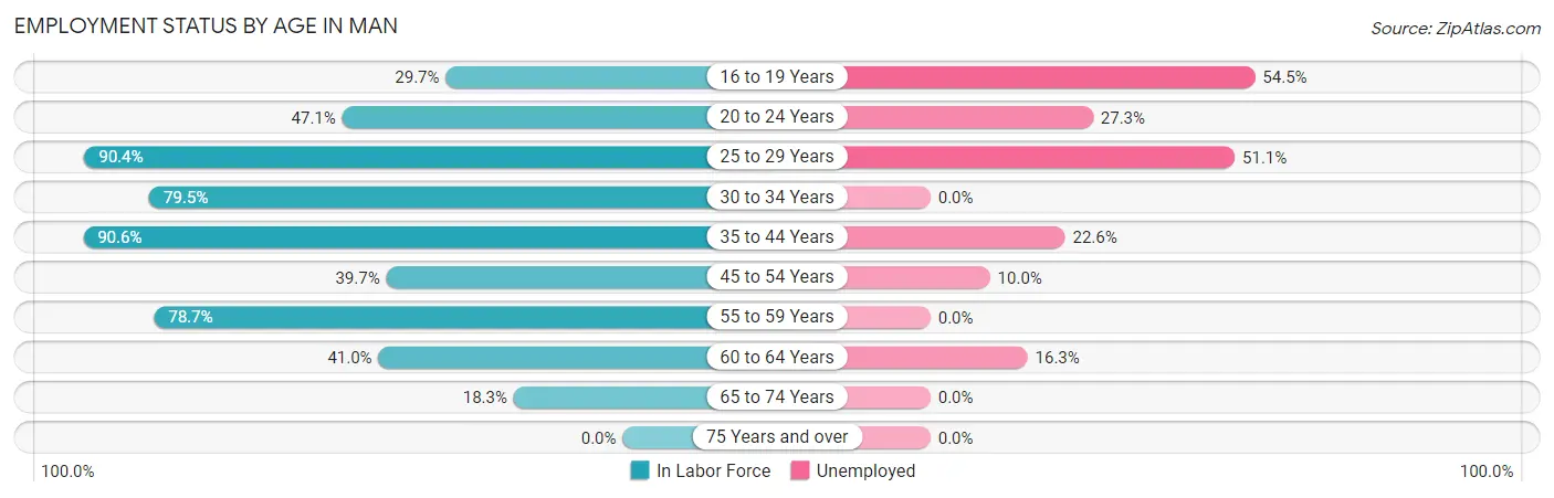 Employment Status by Age in Man