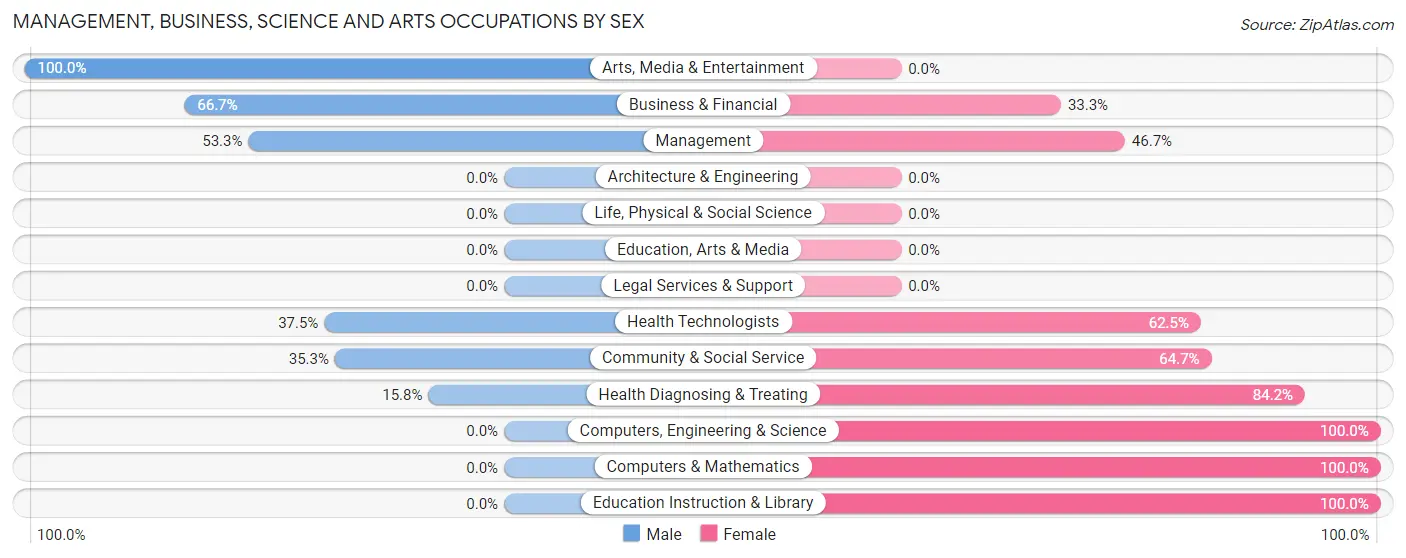 Management, Business, Science and Arts Occupations by Sex in Marlinton