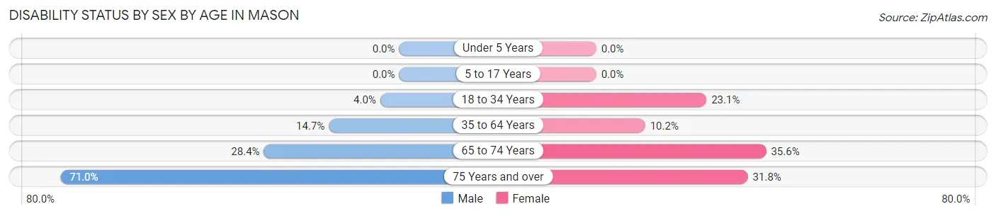 Disability Status by Sex by Age in Mason