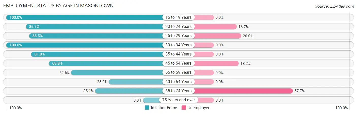 Employment Status by Age in Masontown