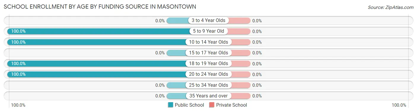 School Enrollment by Age by Funding Source in Masontown