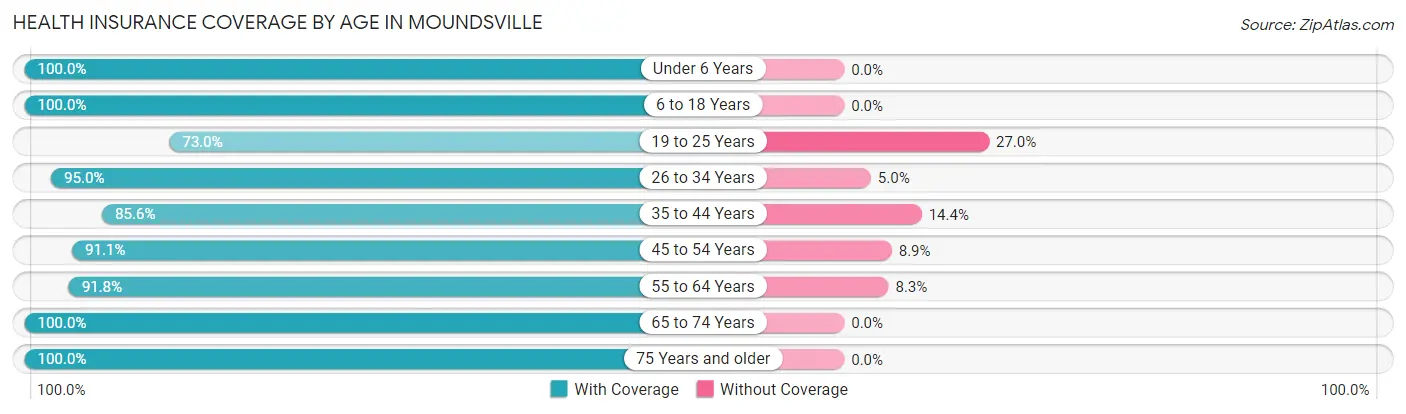 Health Insurance Coverage by Age in Moundsville