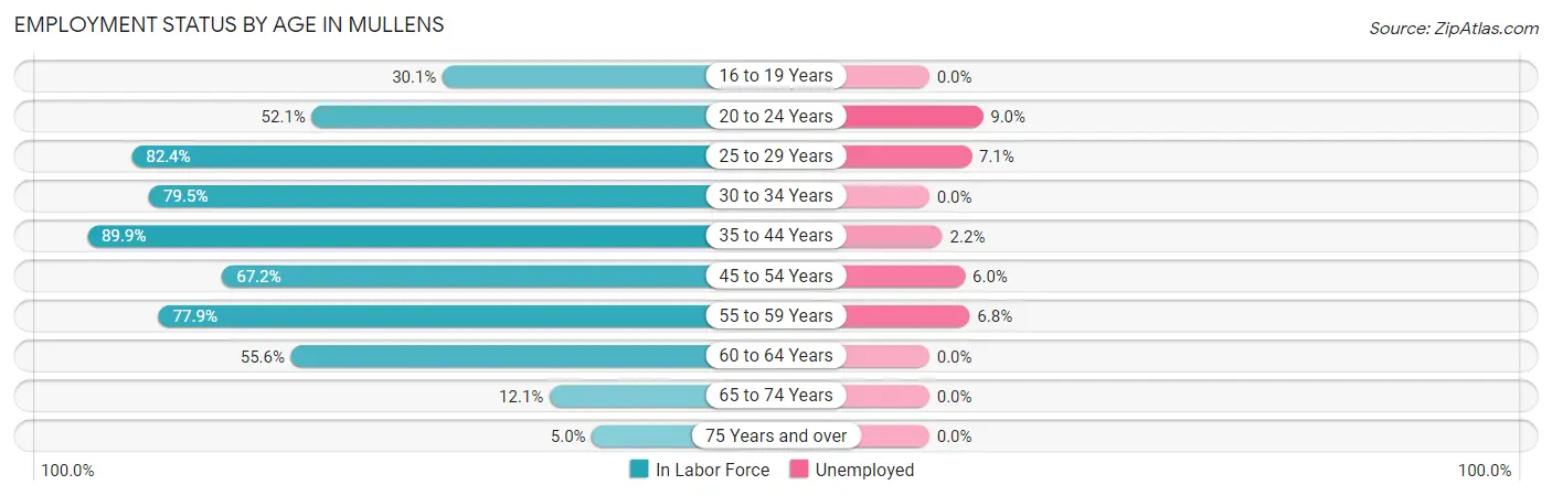 Employment Status by Age in Mullens