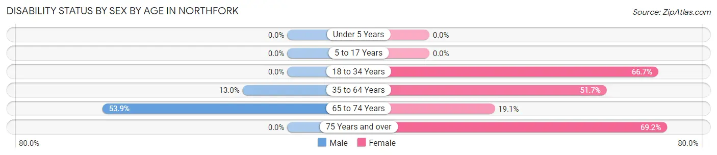 Disability Status by Sex by Age in Northfork