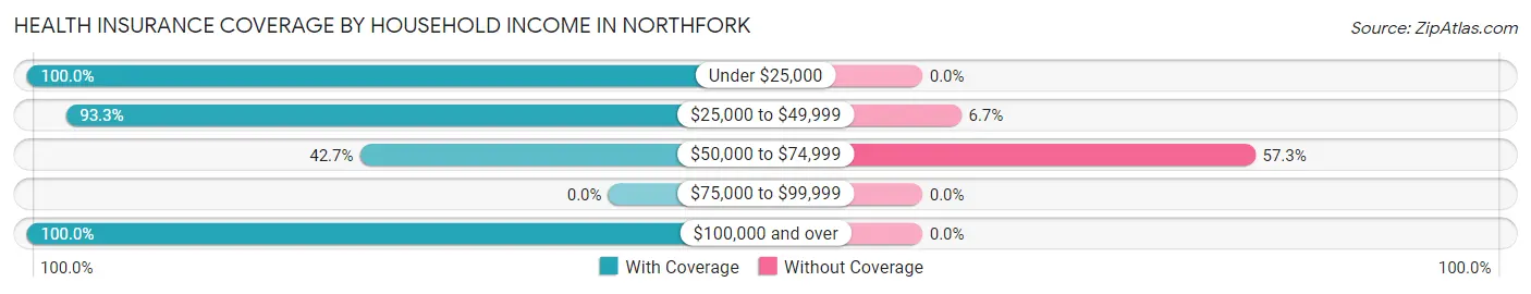 Health Insurance Coverage by Household Income in Northfork