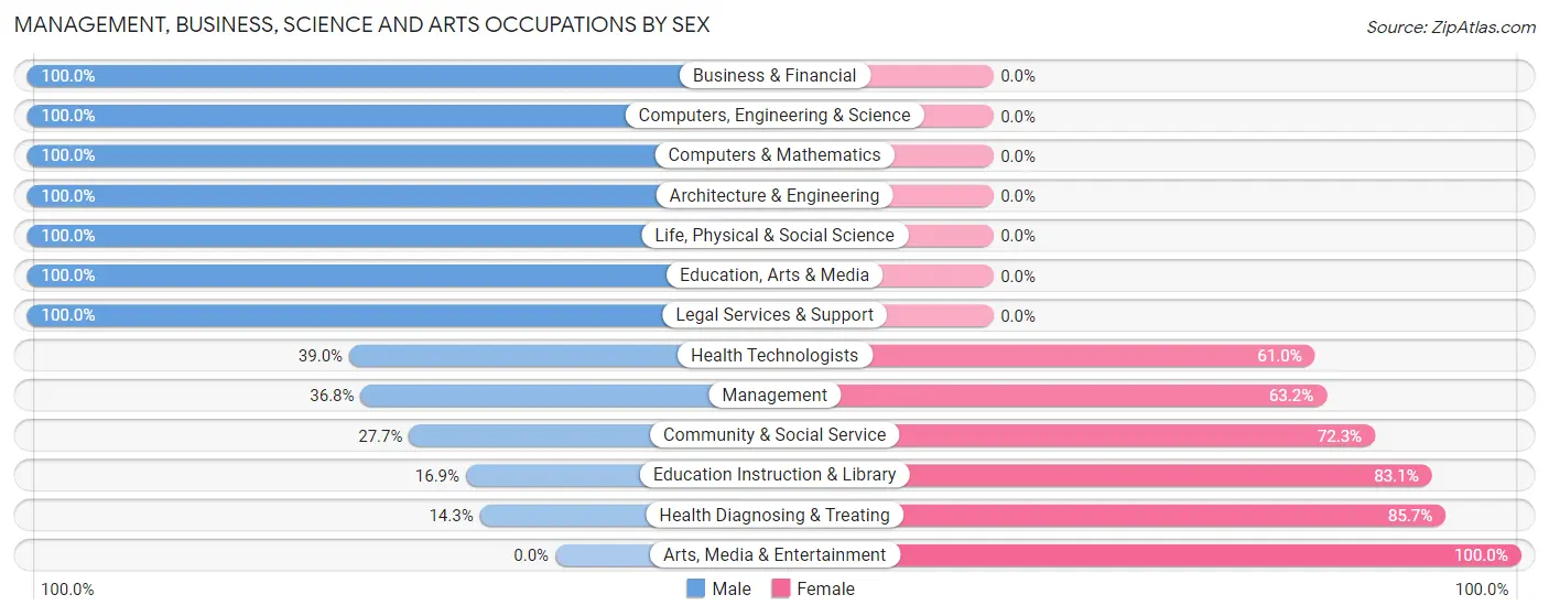 Management, Business, Science and Arts Occupations by Sex in Philippi