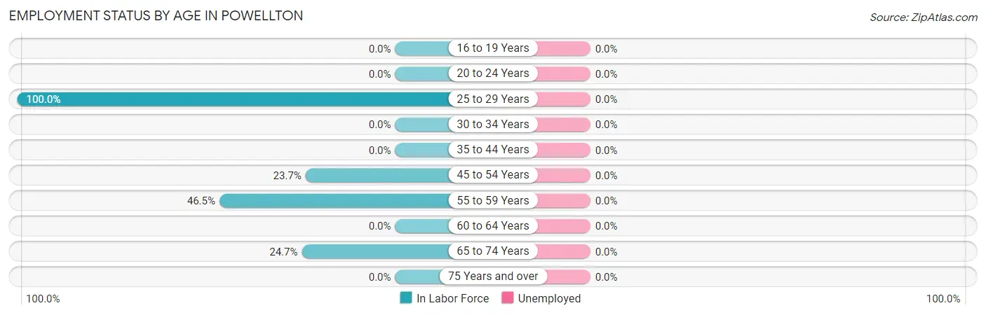 Employment Status by Age in Powellton
