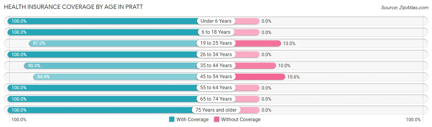 Health Insurance Coverage by Age in Pratt