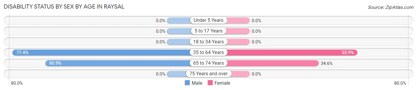 Disability Status by Sex by Age in Raysal