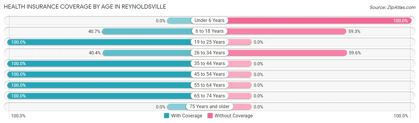 Health Insurance Coverage by Age in Reynoldsville