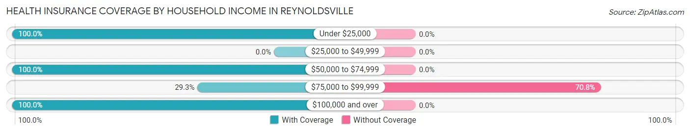 Health Insurance Coverage by Household Income in Reynoldsville