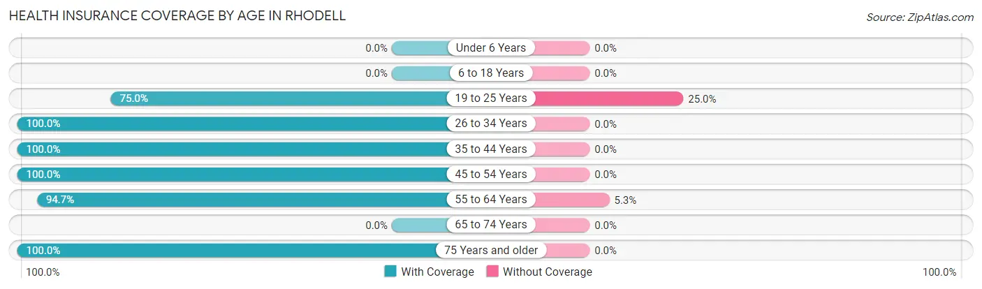 Health Insurance Coverage by Age in Rhodell