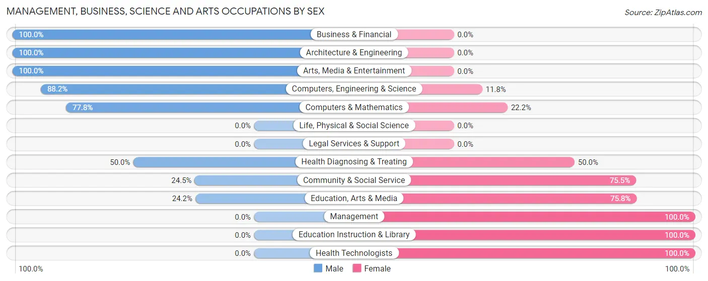 Management, Business, Science and Arts Occupations by Sex in Rivesville