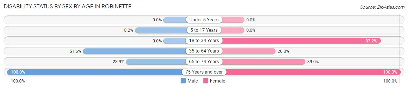 Disability Status by Sex by Age in Robinette