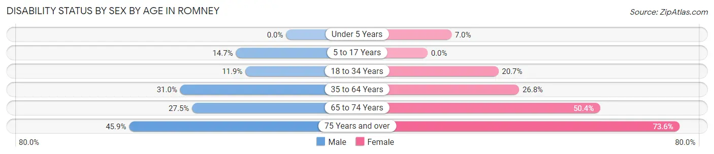 Disability Status by Sex by Age in Romney